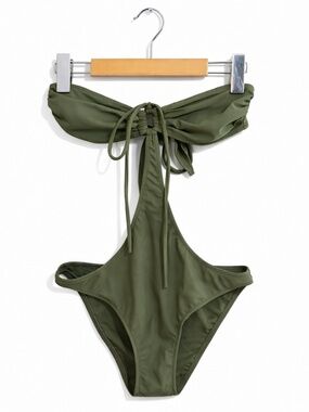 Lonely Planet Olive Green Tie-Up Monokini – Size Small EUC
